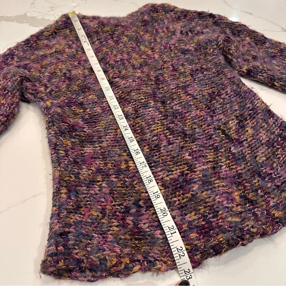 Leo & Nicole Chunky Knit Cardigan Women’s S Wool Blend Colorful Grandma Cottage
